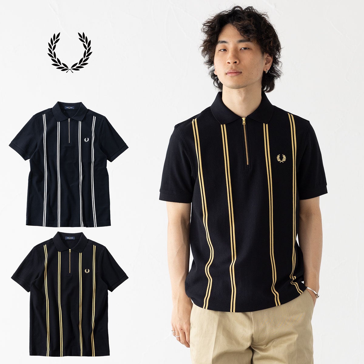 フレッドペリー FRED PERRY バーティカル ストライプ ポロシャツ M2419