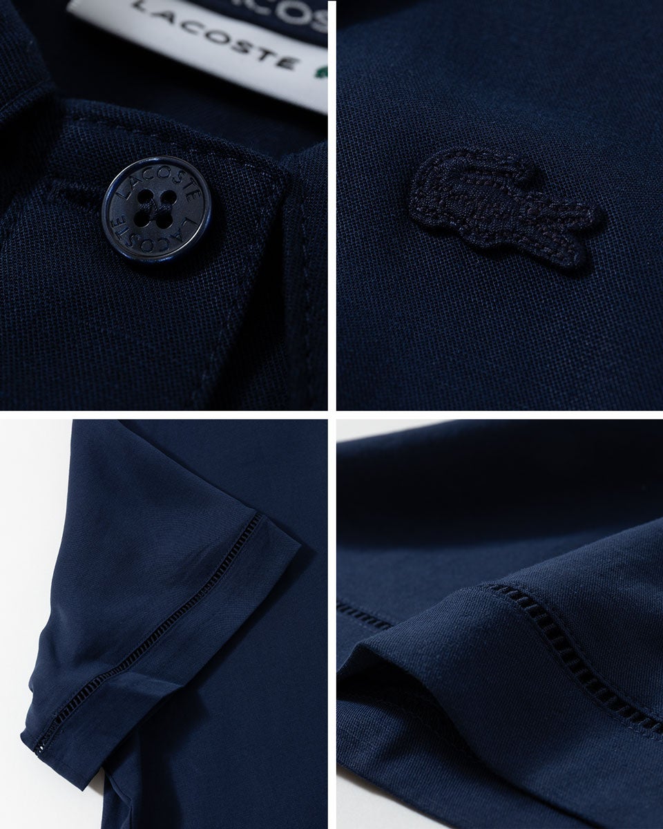 ラコステ LACOSTE リヨセル×リネン ブレンドツイル ポロシャツ 短丈