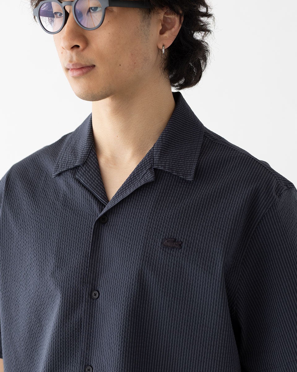 ラコステ シアサッカー オープンカラー シャツ LACOSTE CH2355-10
