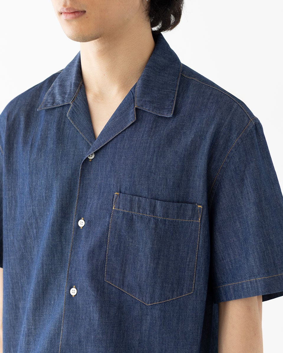 ラコステ オープンカラー デニムシャツ リラックスフィット LACOSTE