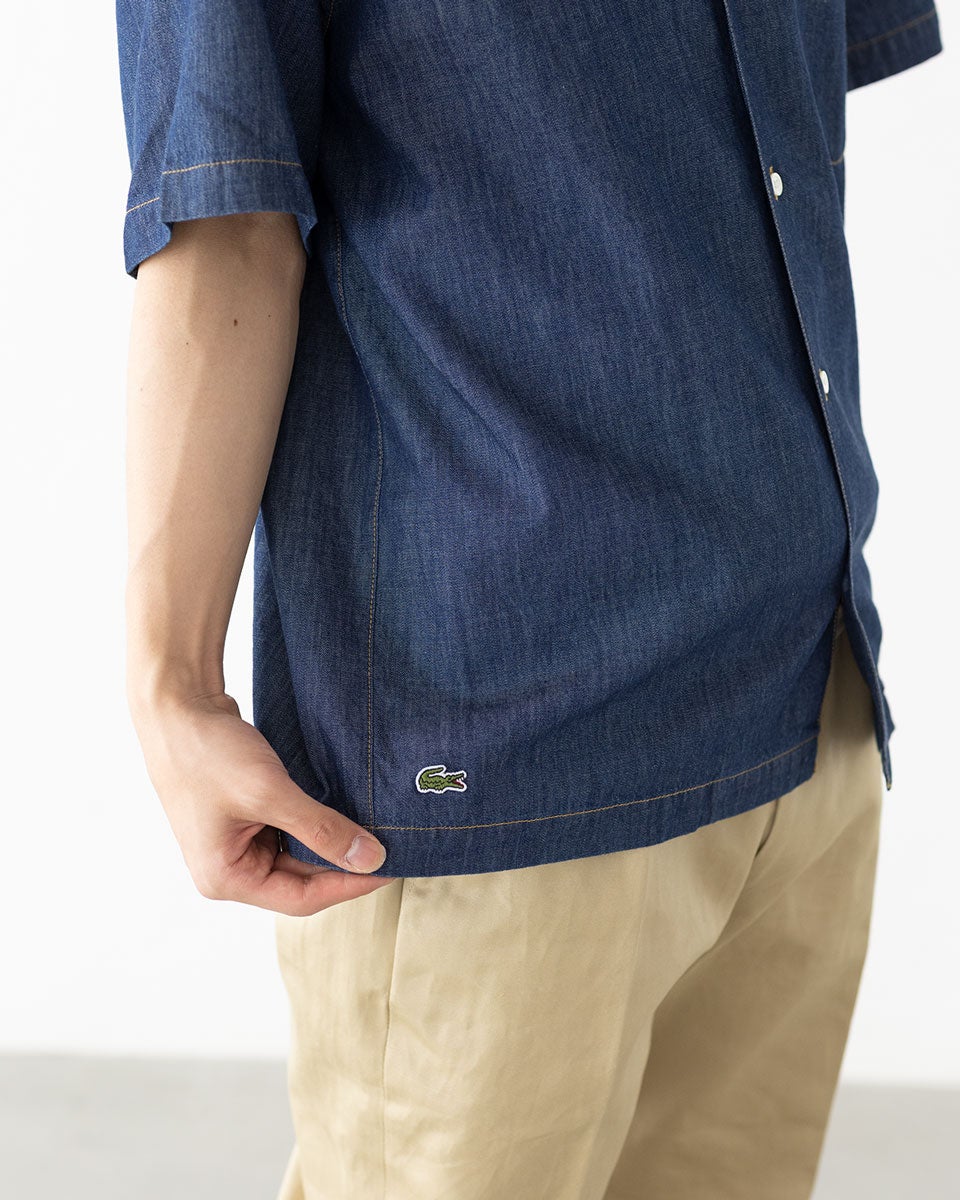 ラコステ オープンカラー デニムシャツ リラックスフィット LACOSTE
