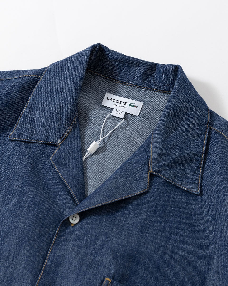 ラコステ オープンカラー デニムシャツ リラックスフィット LACOSTE
