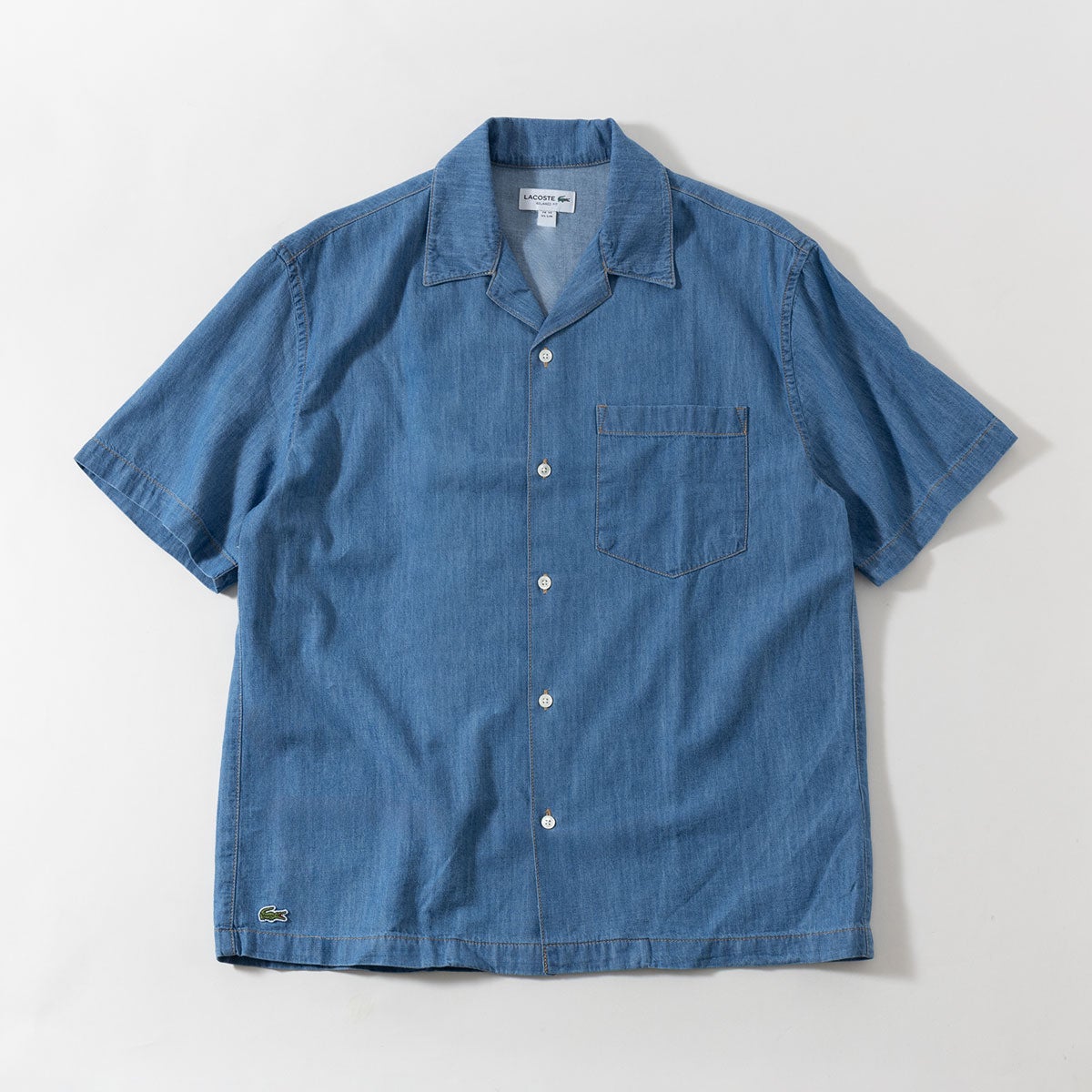 ラコステ オープンカラー デニムシャツ リラックスフィット LACOSTE