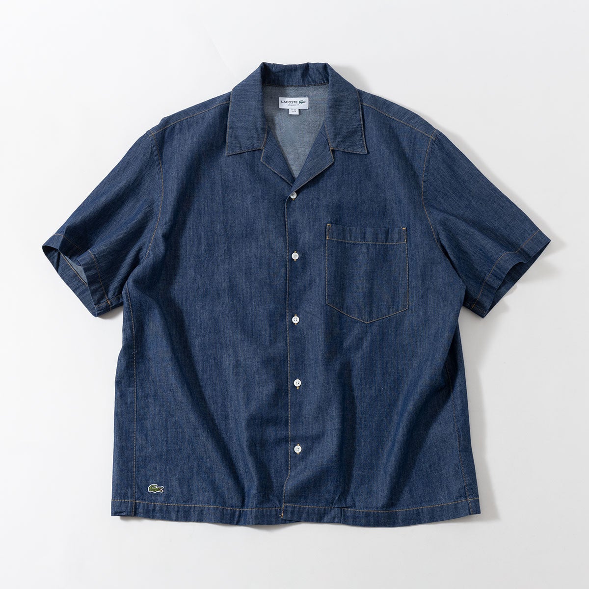 ラコステ オープンカラー デニムシャツ リラックスフィット LACOSTE