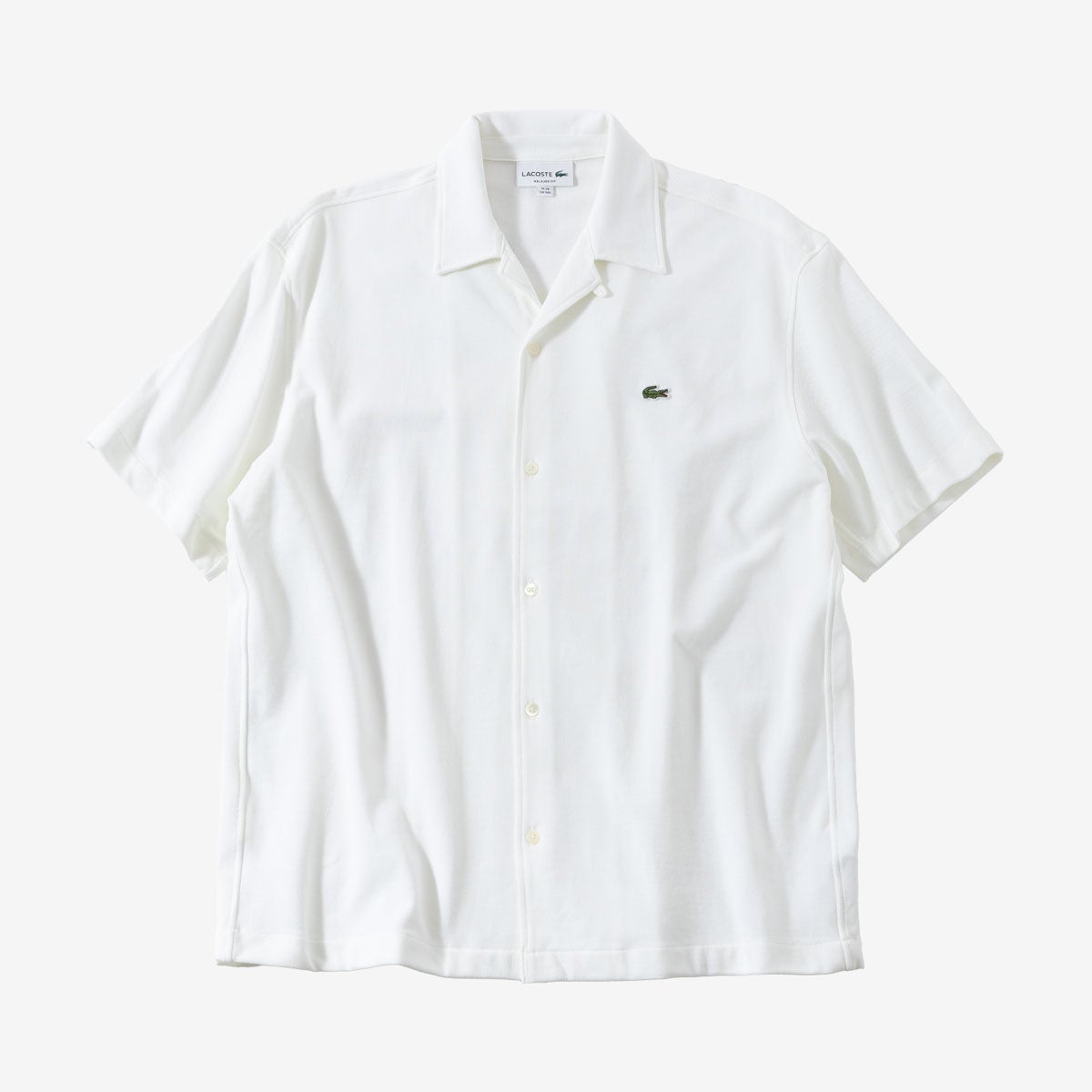 ラコステ 鹿の子地 オープンカラー シャツ リラックスフィット LACOSTE