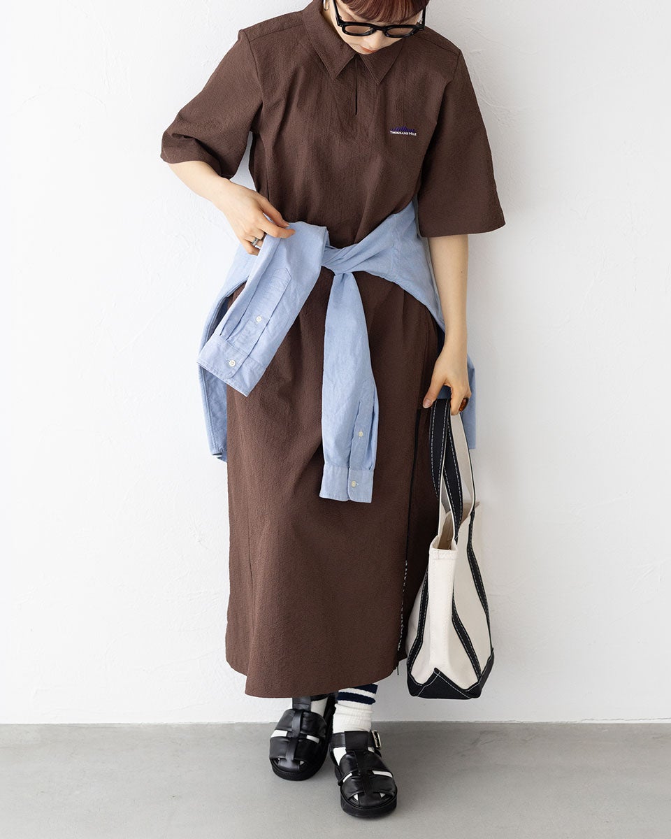 サウザンドマイル ショートスリーブ スキッパー ロング マキシ ワイド