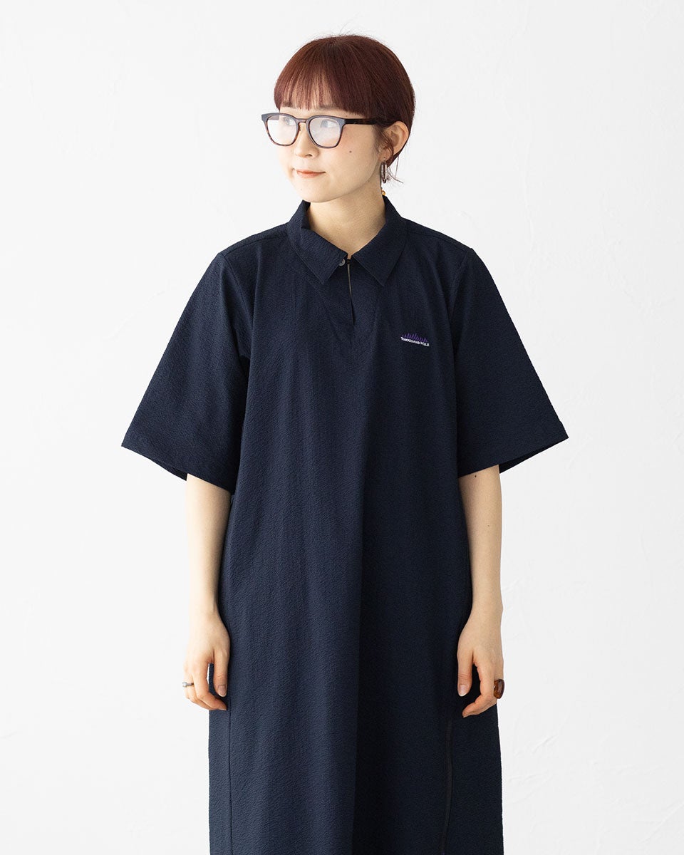 サウザンドマイル ショートスリーブ スキッパー ロング マキシ ワイド