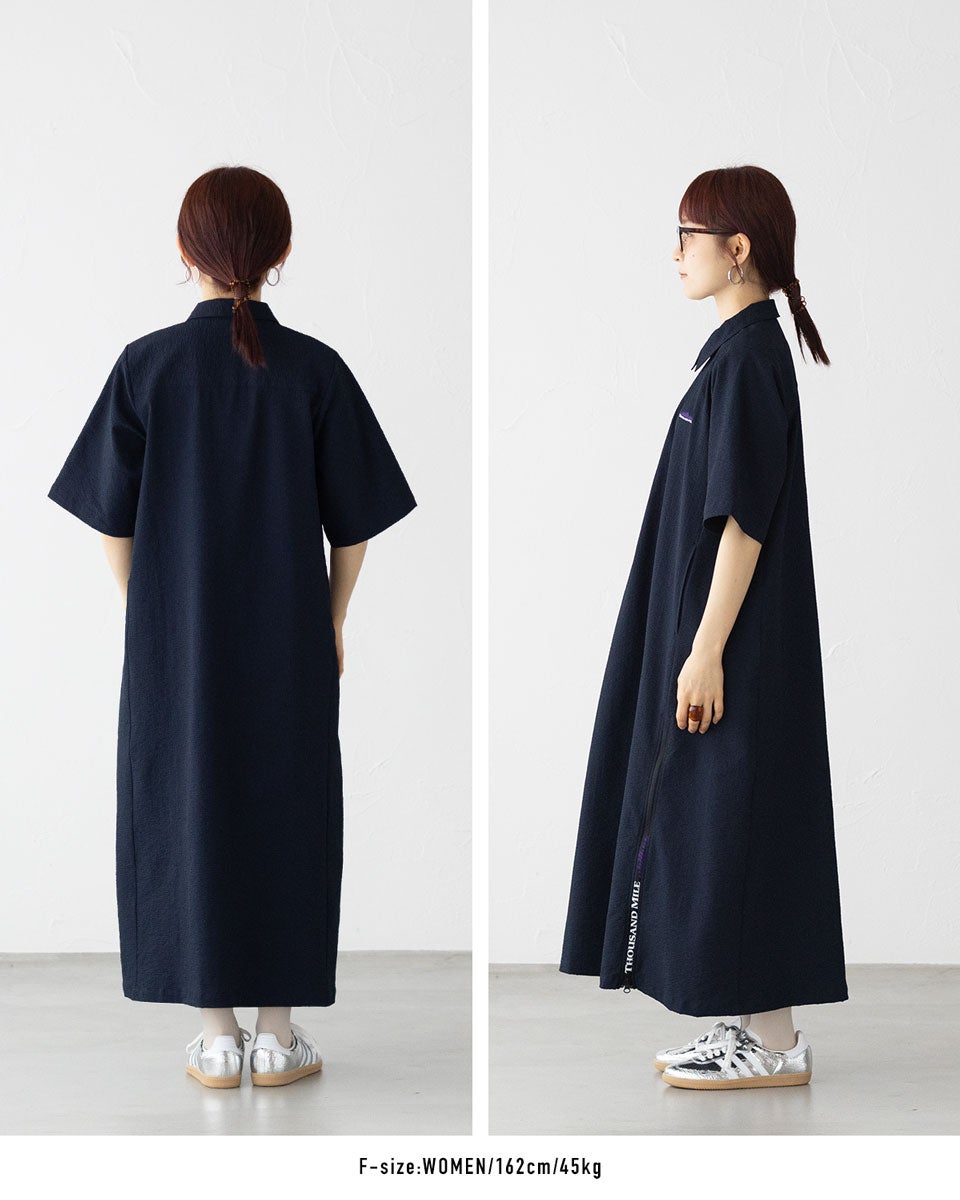 サウザンドマイル ショートスリーブ スキッパー ロング マキシ ワイド