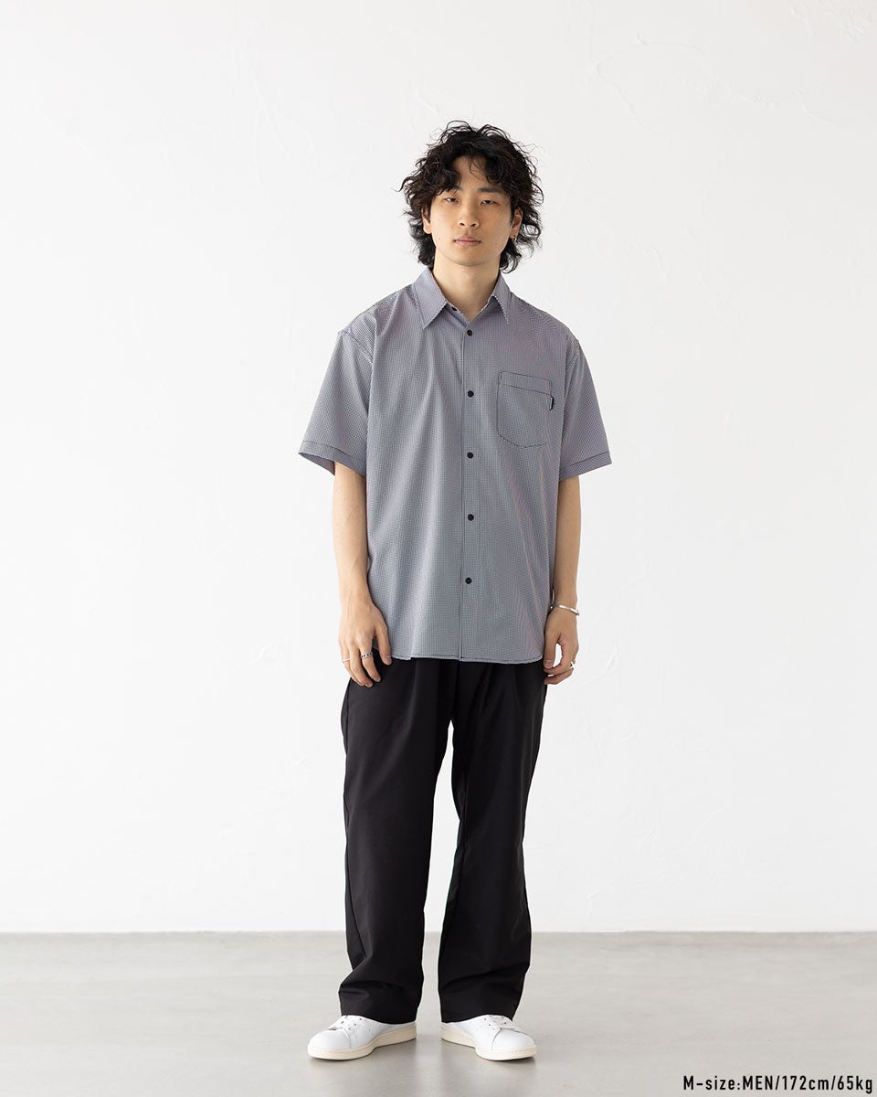 cocoronさま専用✦BRIEFING ✦モックネックシャツ✦ グレー✦S サウザンドマイル マイクロ ギンガムチェック ショートスリーブ シャツ