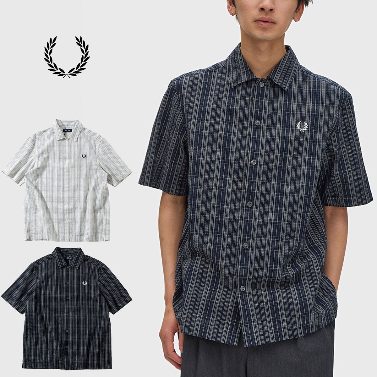 フレッドペリー シアサッカー チェック シャツ FRED PERRY M2470