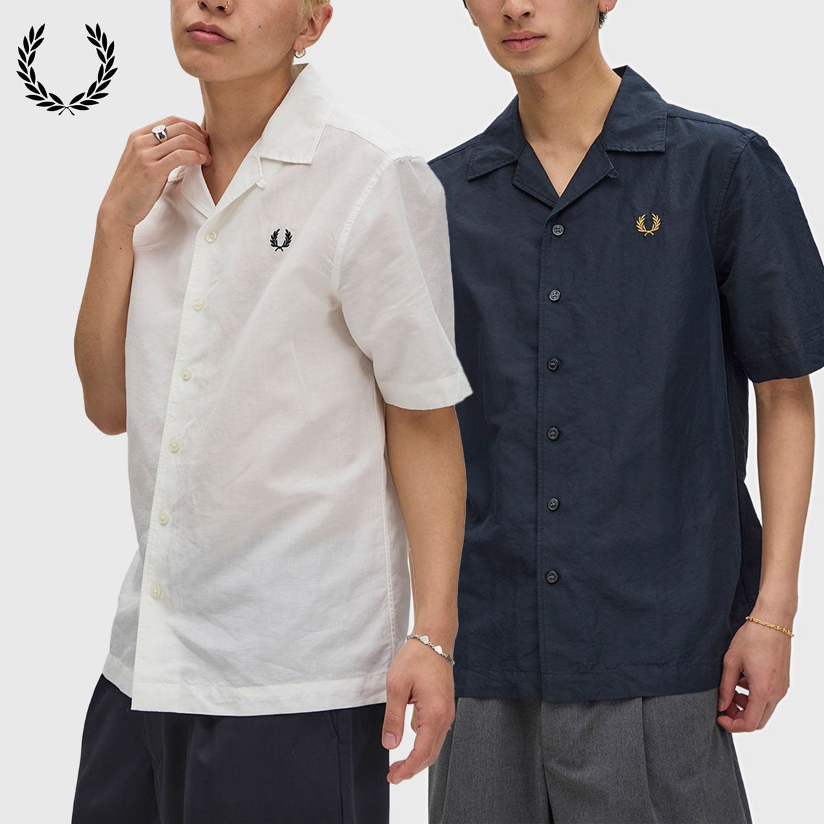 フレッドペリー リネン ブレンド リビアカラー シャツ FRED PERRY