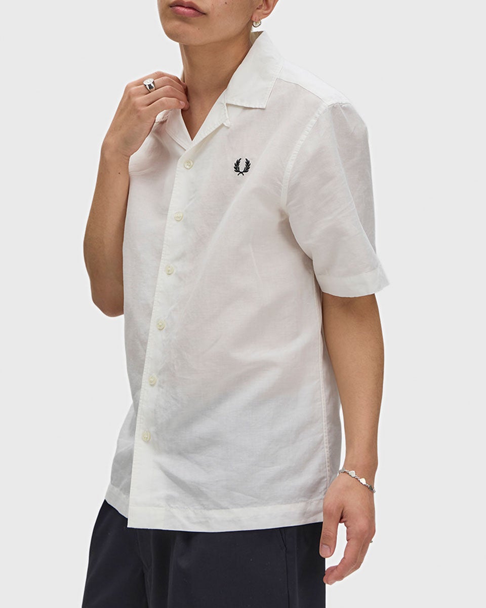 フレッドペリー リネン ブレンド リビアカラー シャツ FRED PERRY