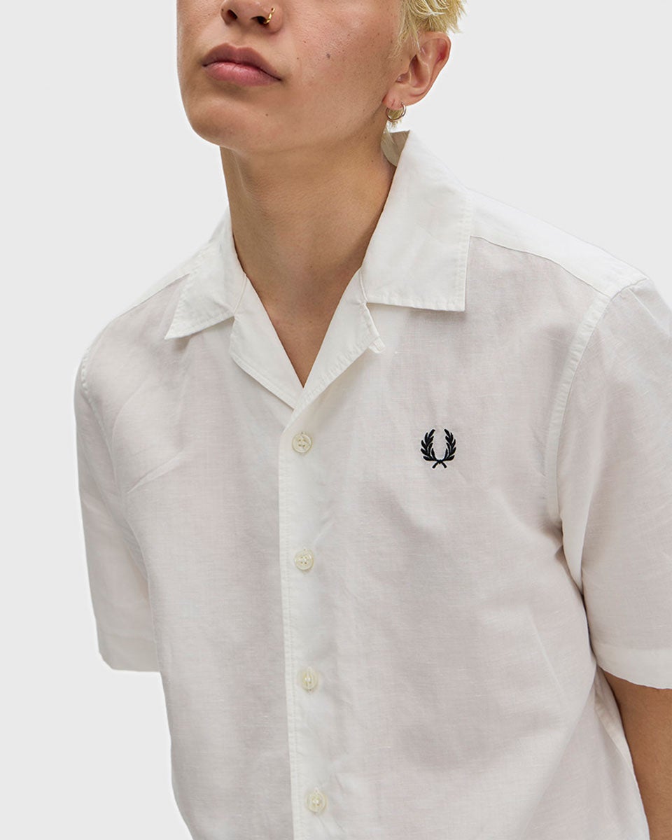 フレッドペリー リネン ブレンド リビアカラー シャツ FRED PERRY