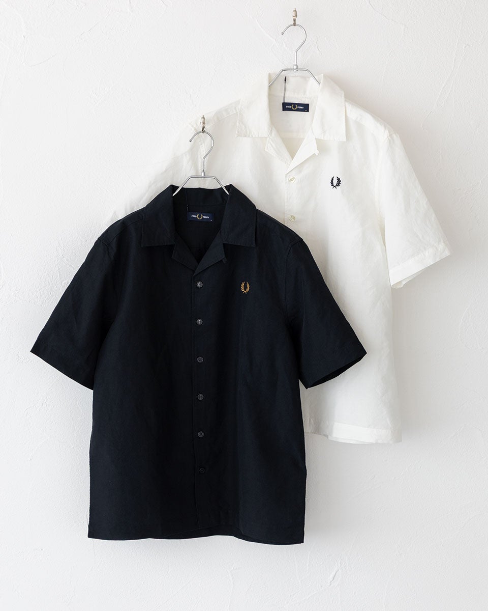 フレッドペリー リネン ブレンド リビアカラー シャツ FRED PERRY
