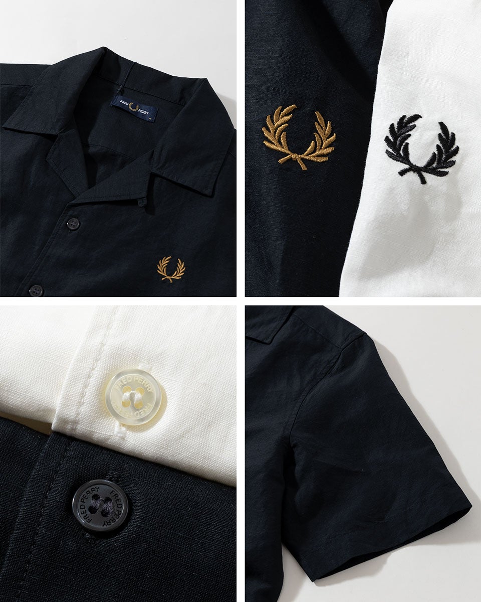 フレッドペリー リネン ブレンド リビアカラー シャツ FRED PERRY