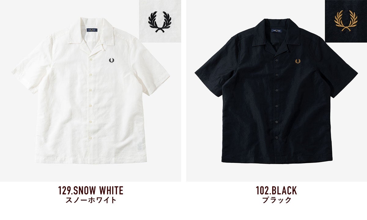 フレッドペリー リネン ブレンド リビアカラー シャツ FRED PERRY