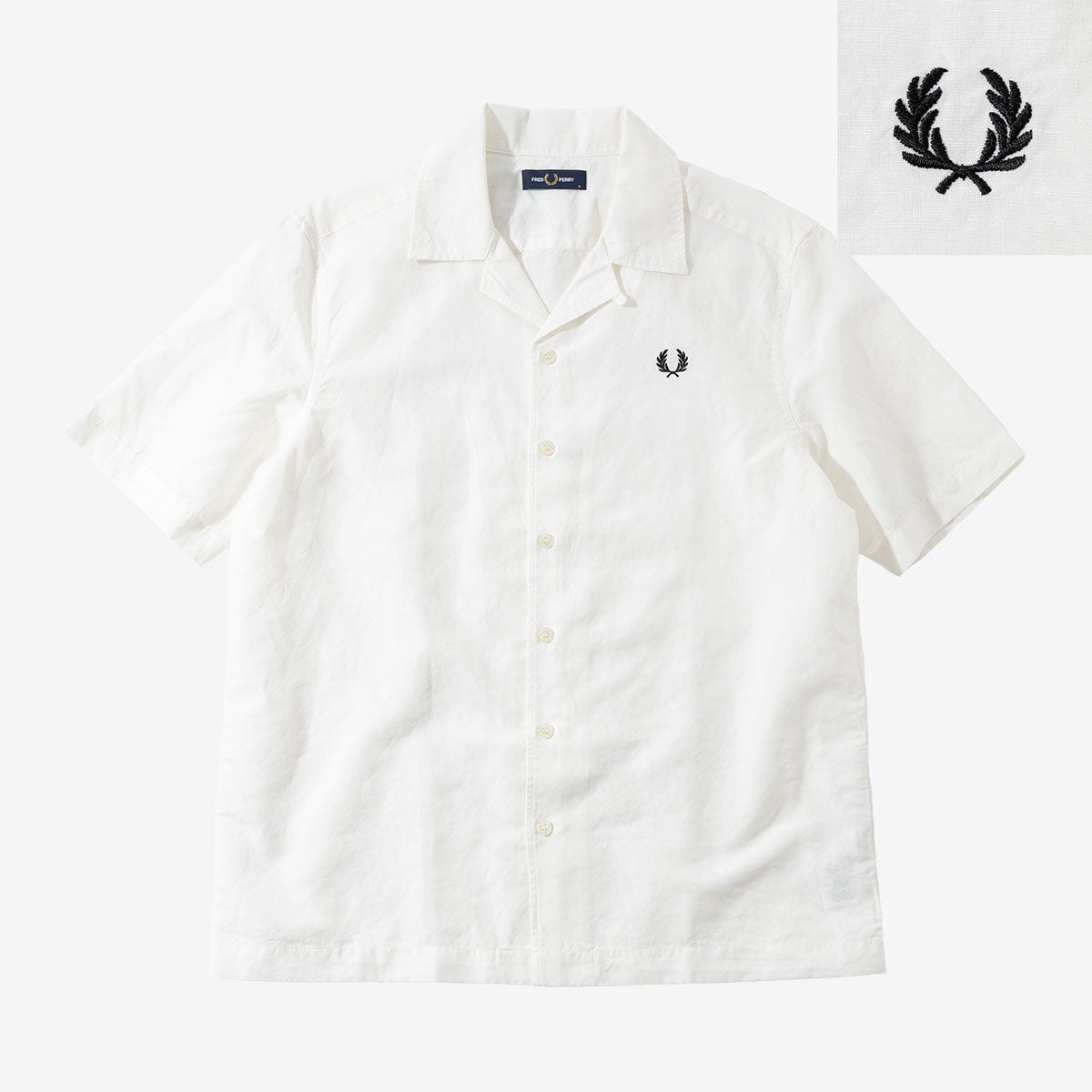 フレッドペリー リネン ブレンド リビアカラー シャツ FRED PERRY
