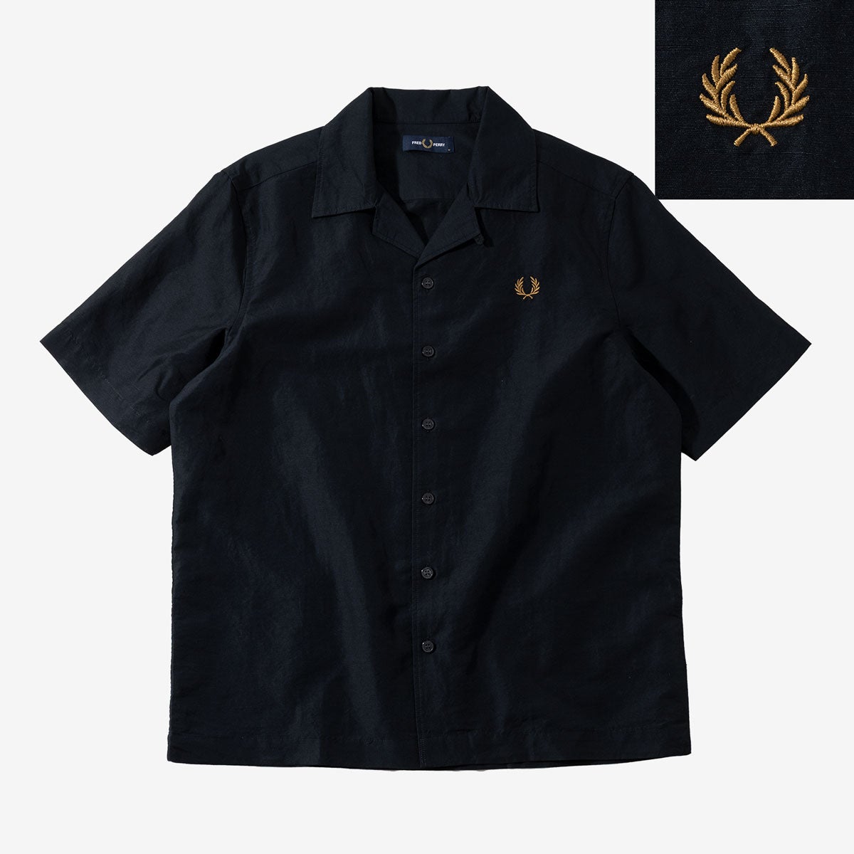 フレッドペリー リネン ブレンド リビアカラー シャツ FRED PERRY