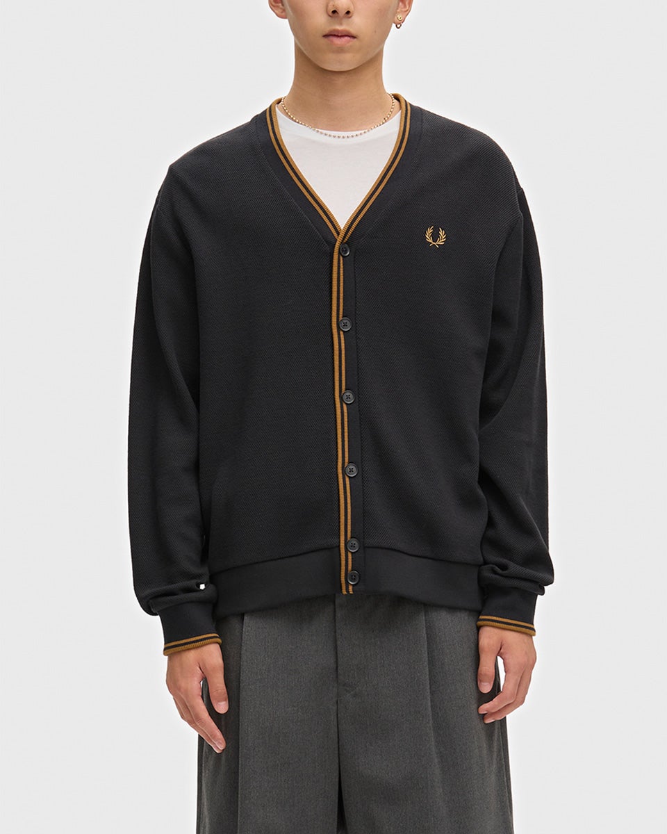 フレッドペリー ティップド ピケ カーディガン FRED PERRY M3449