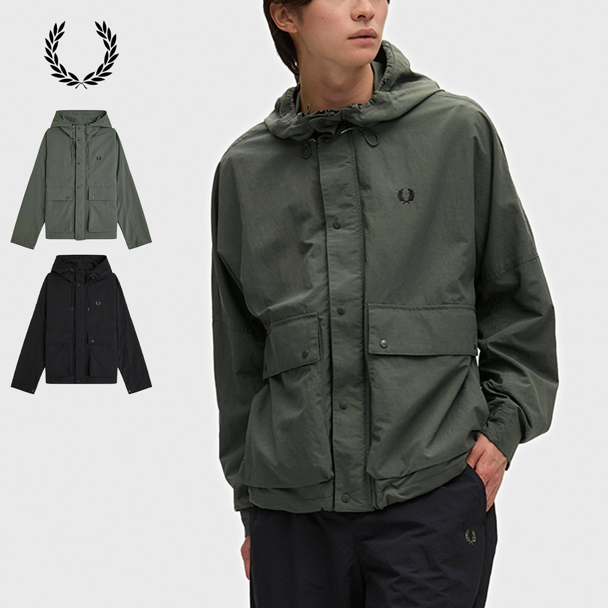 フレッドペリー クロップド リップストップ パーカー FRED PERRY J2323